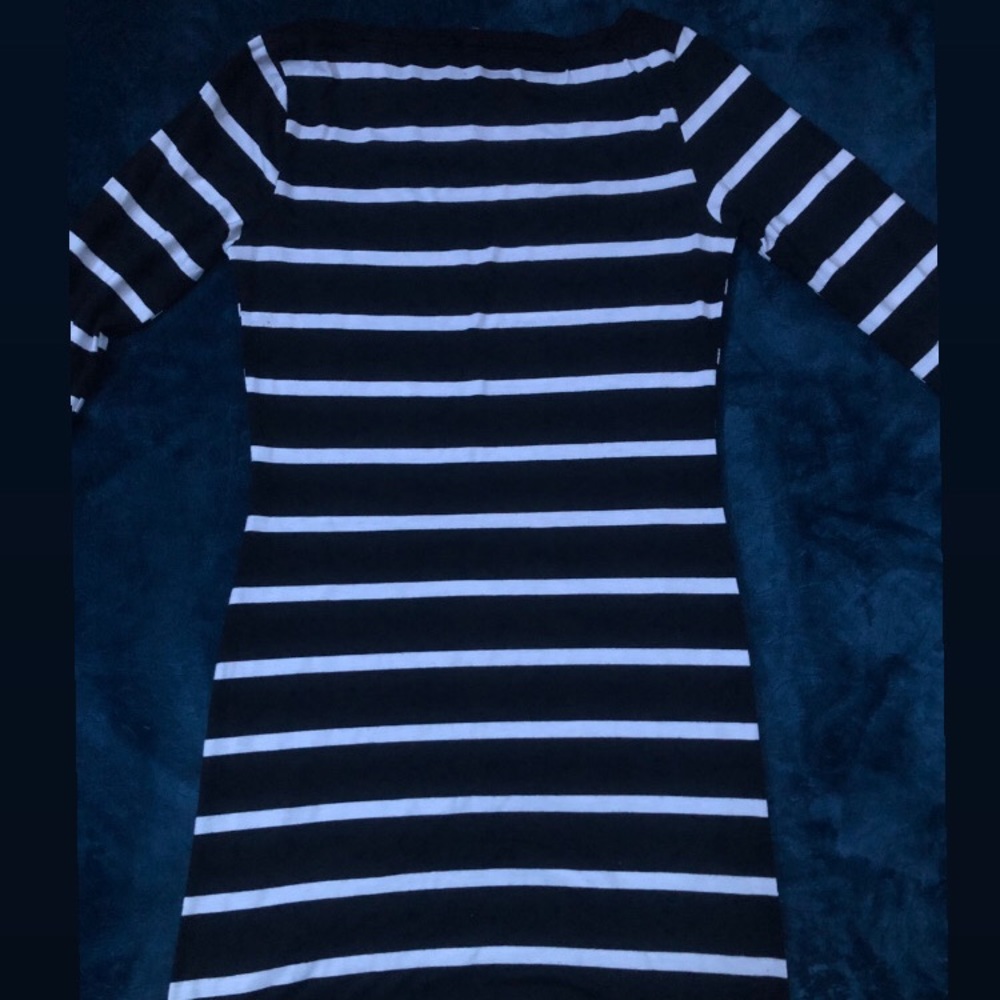 Black and white striped dress